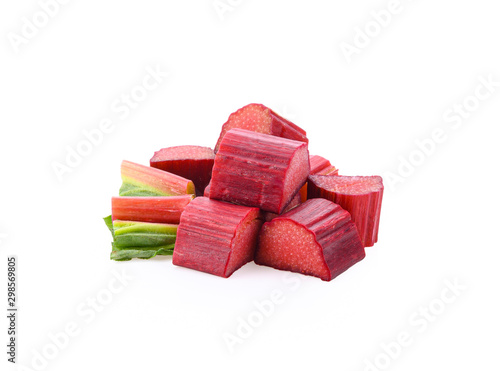 rhubarb stalks isolated on white background