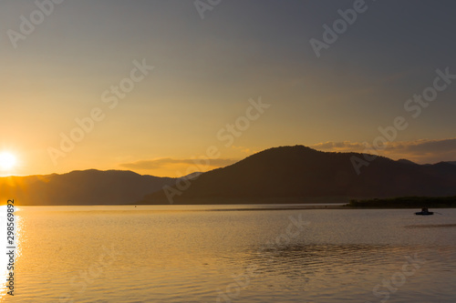 sunset on lake