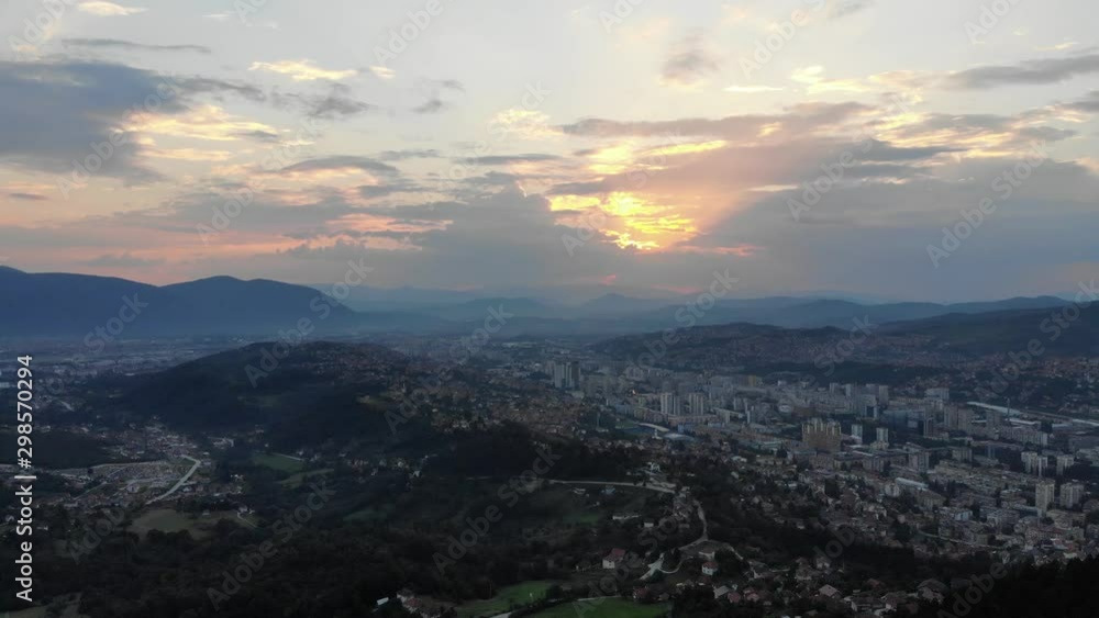 Arial view of City of Sarajevo from Trebevic mountain Arial view of City of Sarajevo from Trebevic mountain