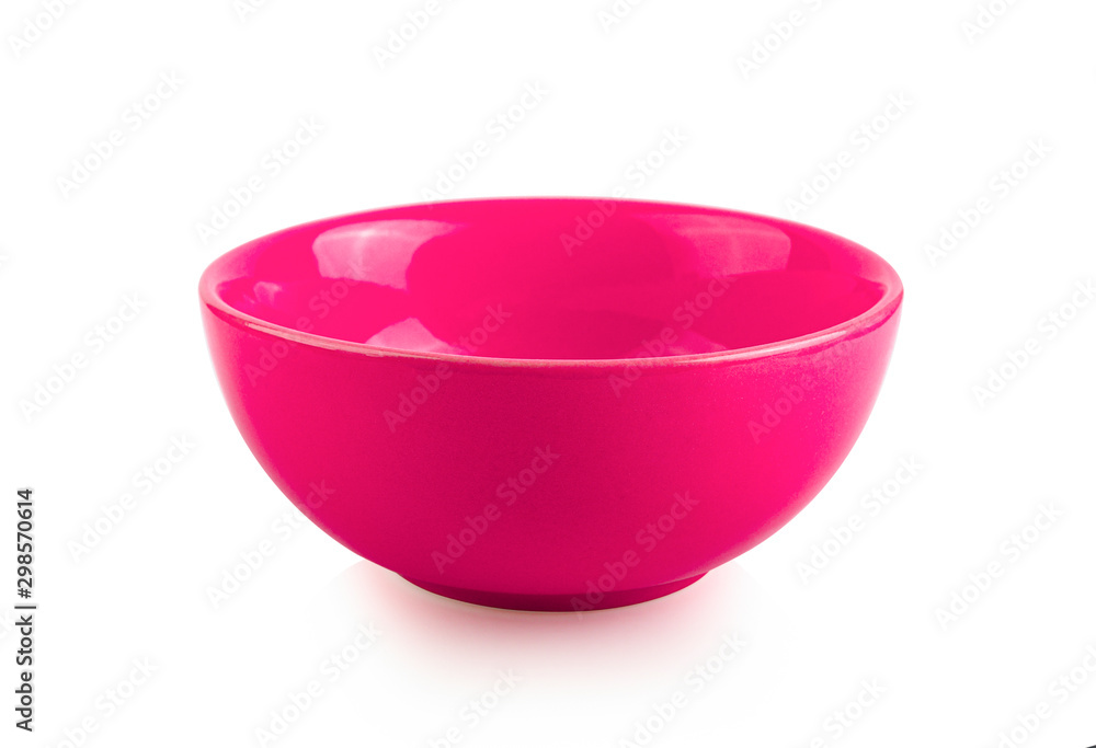 Empty pink bowl on white background Empty pink bowl on white background