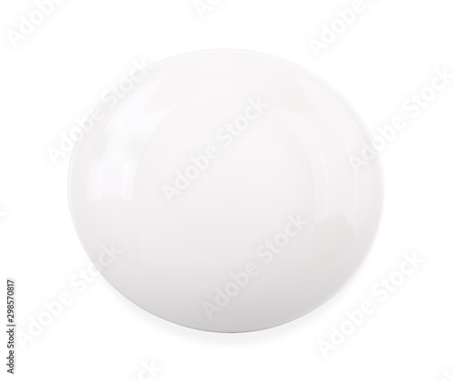 White plate ,Top view on white background