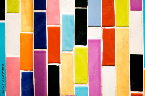 Colorful of abstract background, Wall building of ceramic.