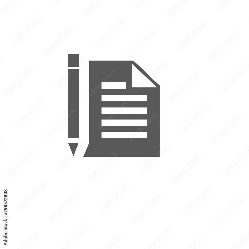 Document icon vector isolated on white background, paper and pen symbol for your design, logo, application, UI. Document icon vector isolated on white background, paper and pen symbol for your design, logo, application, UI.