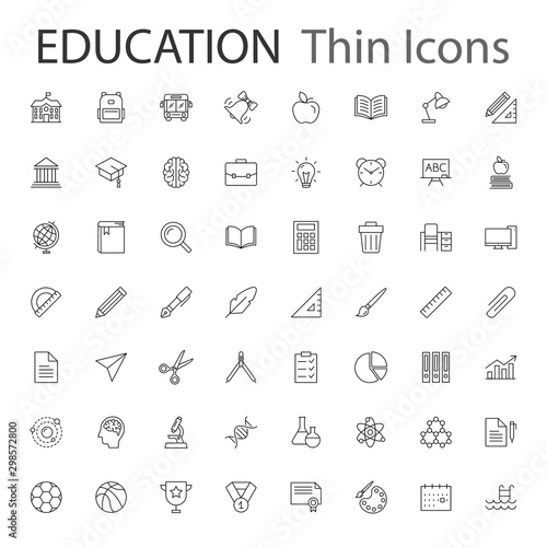 Education vector eps10 thin line icons collection set.