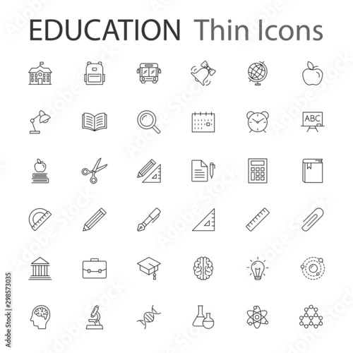 Education vector eps10 thin line icons collection set.