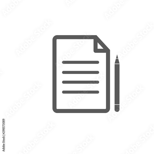 Document icon vector isolated on white background  paper and pen symbol for your design  logo  application  UI.