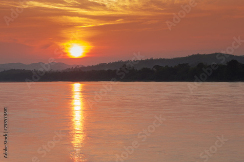 Beautiful of sunset at Mekong River scenery in Chiang Khan district  Loei Thailand.