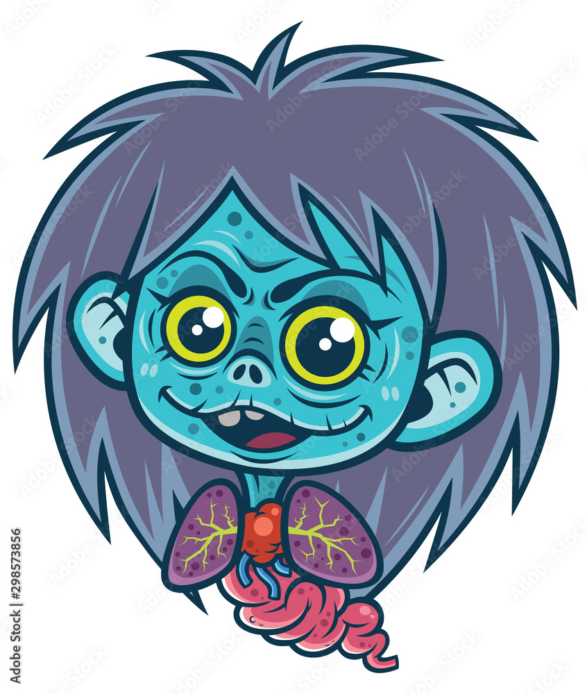 Vector illustration of Cartoon Zombie no body, Krasue, Thai ghost Vector illustration of Cartoon Zombie no body, Krasue, Thai ghost