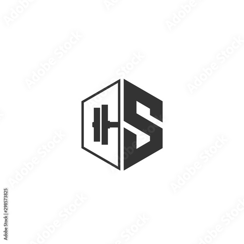 Letter C, S, CS, SC with cuts abstract alphabet, font, text, typography, logo barbells inspiration