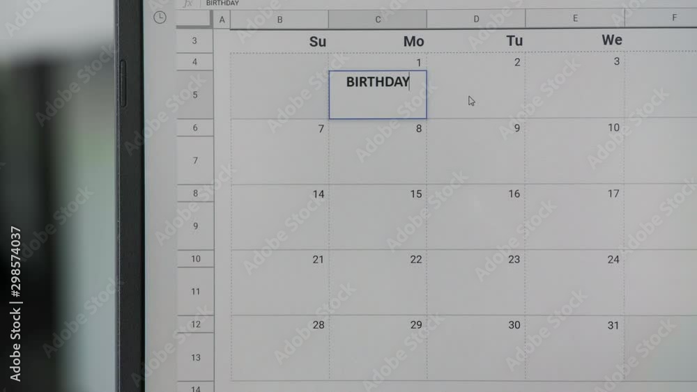 Writing BIRTHDAY on 1th on calendar to remember this date. Writing BIRTHDAY on 1th on calendar to remember this date.