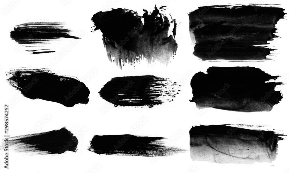 Set of ink brush strokes