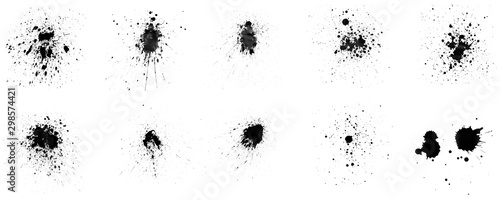 Set of ink splashes brush on white background