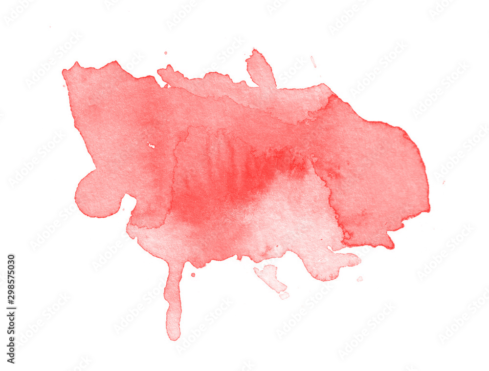 Abstract red watercolor blot isolated on white background. Red watercolor brush