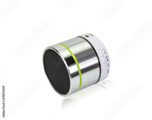 Naklejka silver bluetooth speaker isolated on white background,clipping path