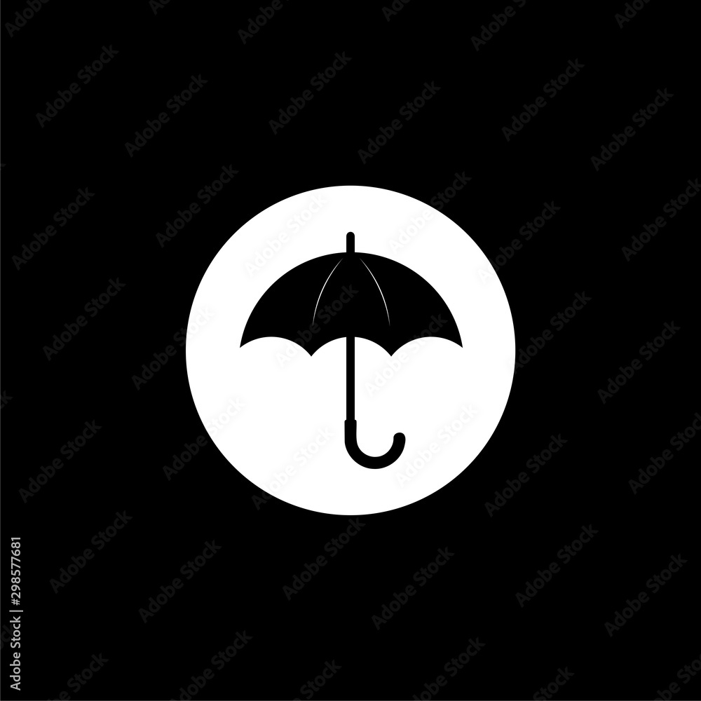 Umbrella icon isolated on black background 