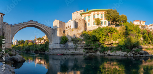 Stari Most (Mostar Bridge) rebuilt 16th-century Ottoman bridge in the city of Mostar, Bosnia and Herzegovina © hyserb