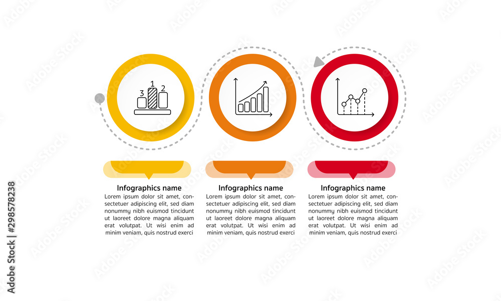 Fototapeta premium Infographic Timeline template can be used for workflow layout, diagram, number options, web design. Infographic business concept with 3 option, parts, steps or processes. Abstract background.