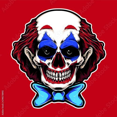 skull clown red hair vector