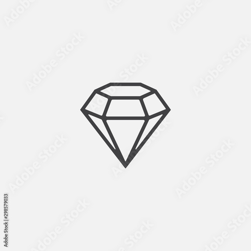 Diamond icon vector symbol illustration, Diamond icon in linear style, Vector flat icon of diamond, Jewelry symbol, Gem stone icon, Graphic element clean flat diamond icons