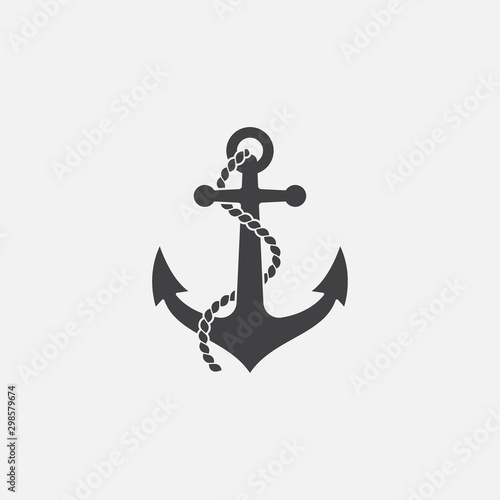 Anchor and rope vector logo icon, Nautical maritime, sea ocean boat illustration symbol, Anchor vector icon, Pirate Nautical maritime boat, Anchor icon, Simple vector icon
