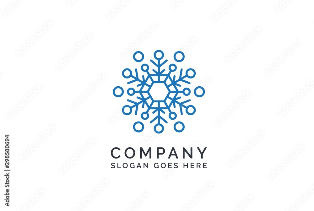 Geometric winter snowflake pattern christmas logo design Geometric winter snowflake pattern christmas logo design