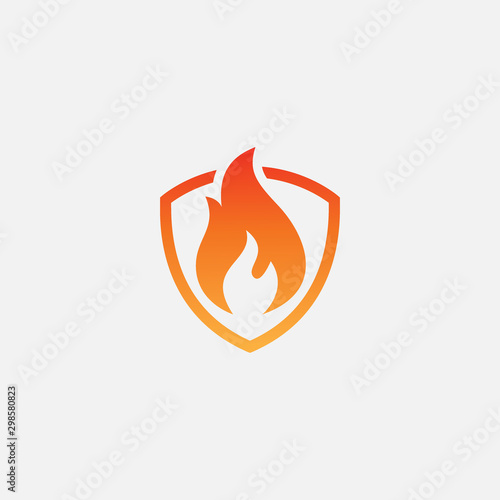 Fire Shield Logo Design Vector Template, Shield Fire Logo Concept, Fire Shield Icon Symbol, Fire protection icon, Security vector icon, Protection icon