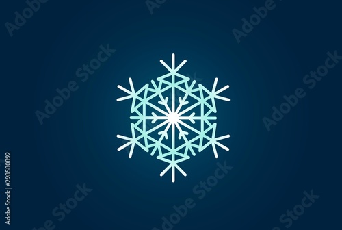 Geometric winter snowflake pattern christmas logo design
