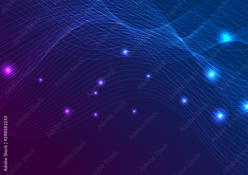 Obraz premium Abstract futuristic smooth shiny waves graphic design. Curved flowing lines tech background. Vector illustration