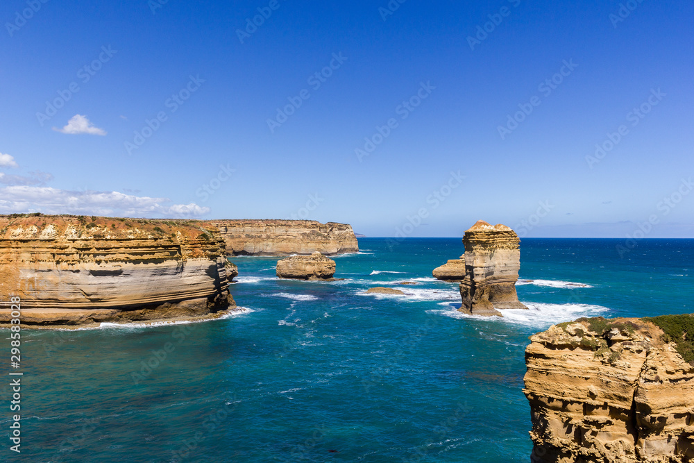 Famous cliffs with clouds near 12 Apostel, Great Ocean Road, Victoria, Australia