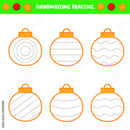 Educational worksheet for kids. Tracing lines. Trace the balls. Handwriting practice. 