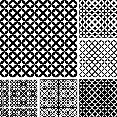 Seamless patterns set. Geometric textures.