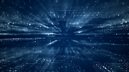 Digital cyberspace with particles and Digital data network connections concept.