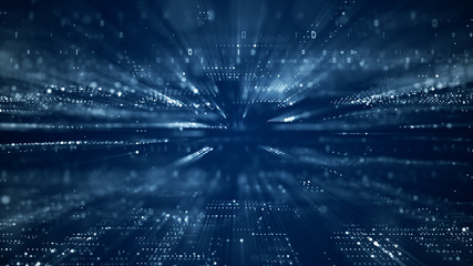 Digital cyberspace with particles and Digital data network connections concept.