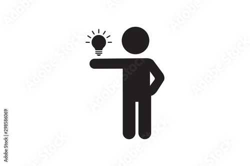 man with business idea icon on hand