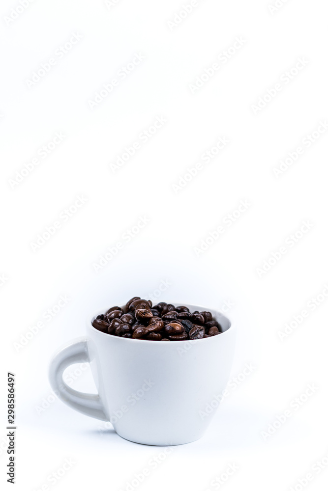 Cup with coffee bean on white Cup with coffee bean on white