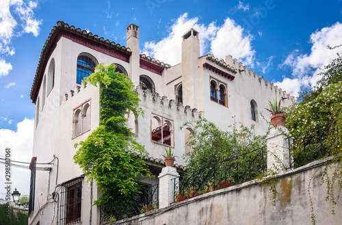 palace in albaicin, granada, view of old house in albaicin, the arab quarter in granada. spain