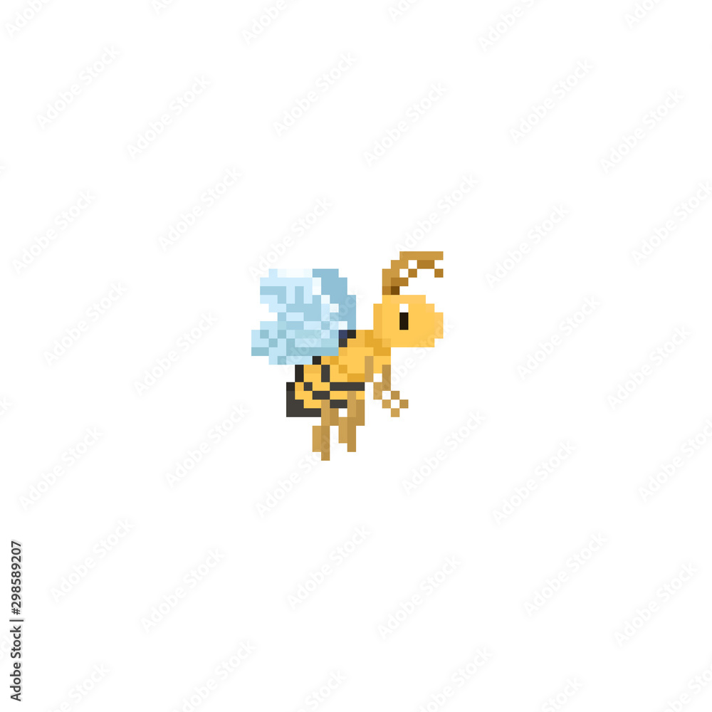 Pixel bee.8bit cartoon character.