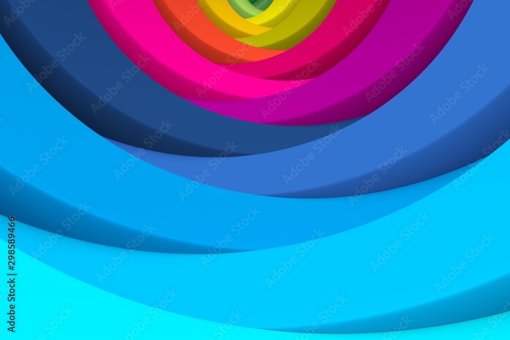 Multicolor abstract background with wave 3D illustration - obrazy, fototapety, plakaty 