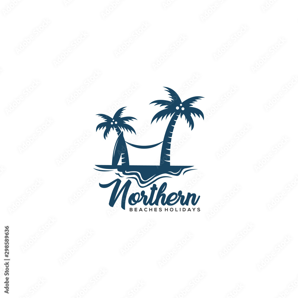 Beach. island logo design inspiration Vector 