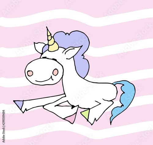 Cute cartoon unicorn. Vector illustration.   olorful unicorns. 