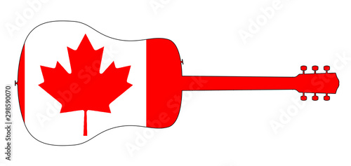 Acoustic Guitar Silhouette With Canadian National Flag