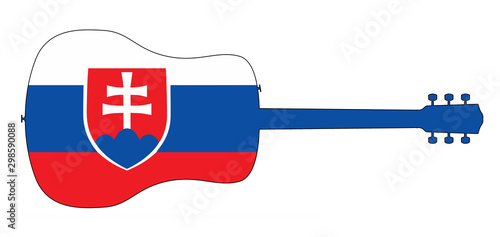 Acoustic Guitar Silhouette With Slovakia National Flag