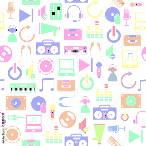 dj creativity seamless pattern background icon.