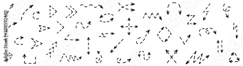 arrow dashed vector .arrow dashed doodle curve vector.arrow dashed hand drawn vector  