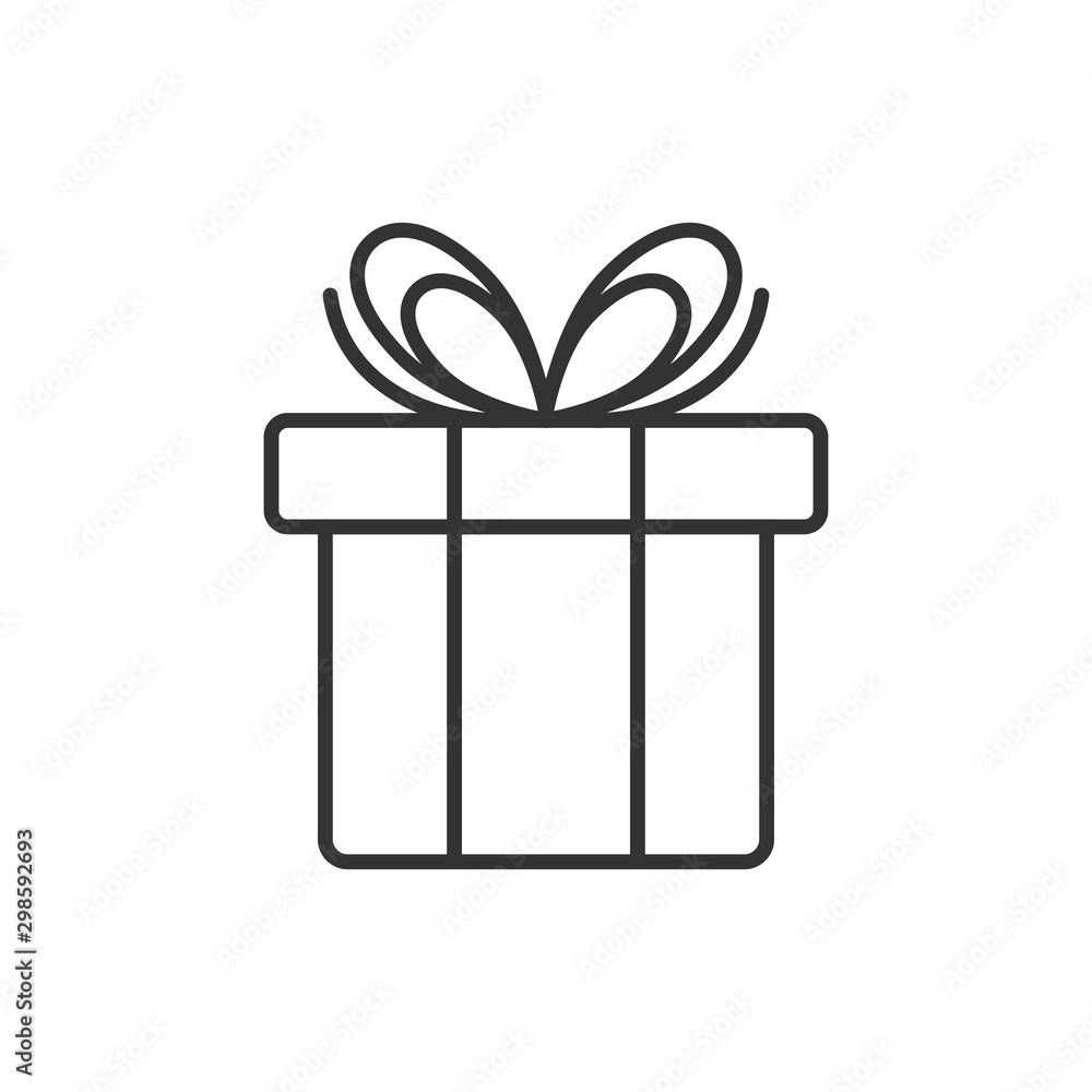Gift box icon in flat style. Present package vector illustration on white isolated background. Surprise business concept. Gift box icon in flat style. Present package vector illustration on white isolated background. Surprise business concept.