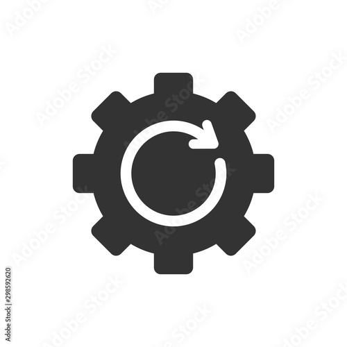 Recovery gear icon in flat style. Repeat vector illustration on white isolated background. Rotation business concept.