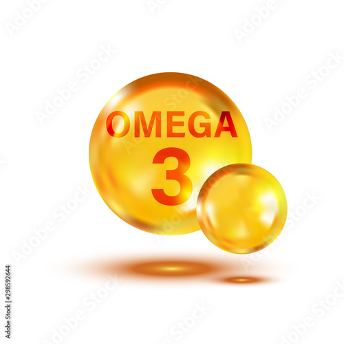 Omega 3 icon in flat style. Pill capcule vector illustration on white isolated background. Oil fish business concept.