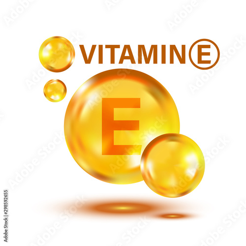 Vitamin E icon in flat style. Pill capcule vector illustration on white isolated background. Skincare business concept.
