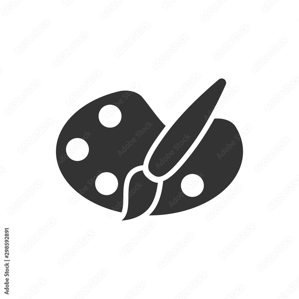 Paint brush icon in flat style. Palette vector illustration on white isolated background. Painter instrument business concept. Paint brush icon in flat style. Palette vector illustration on white isolated background. Painter instrument business concept.