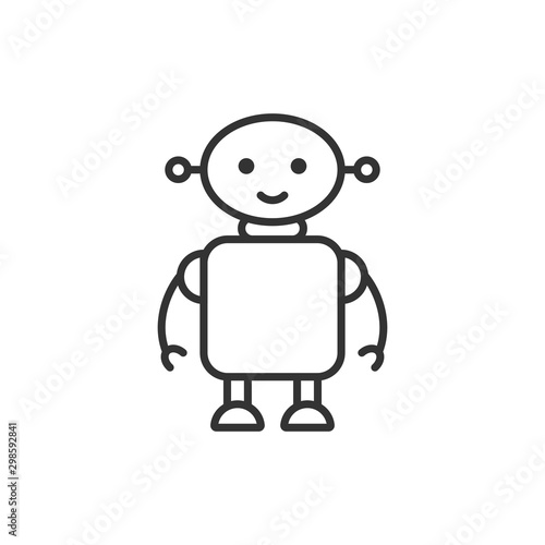 Cute robot chatbot icon in flat style. Bot operator vector illustration on white isolated background. Smart chatbot character business concept.